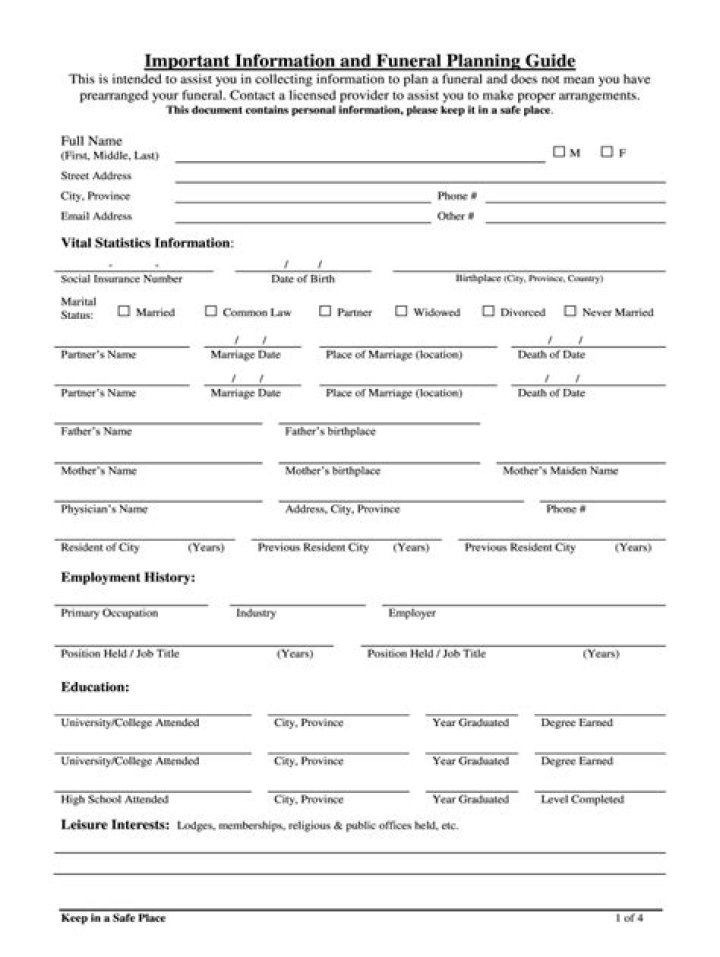 Funeral Planning Worksheet PDF – Complete Checklist for Easy Preparation