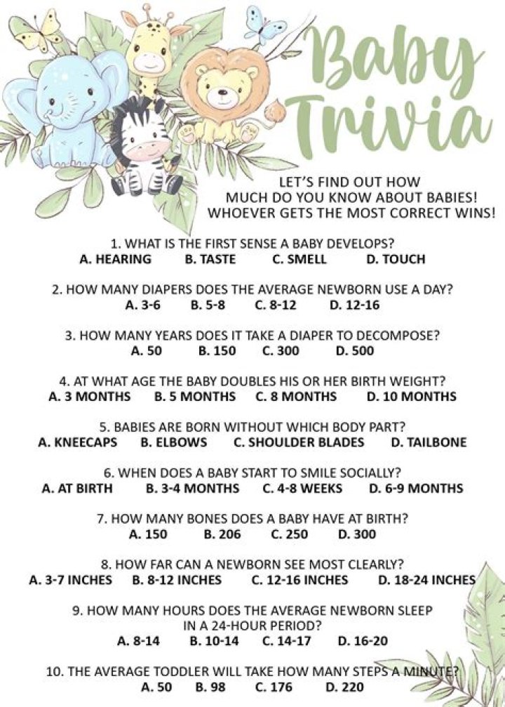 Funny Baby Shower Quiz Questions and Answers PDF for Funny Party Fun