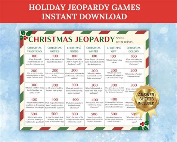 Funny Christmas Jeopardy Questions and Answers PDF