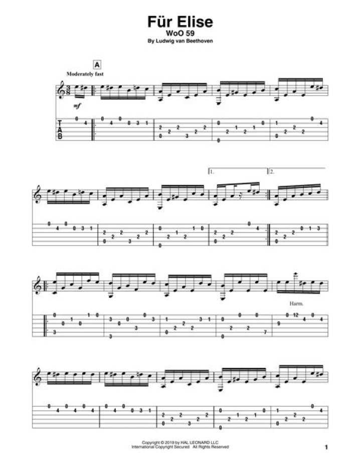 Fur Elise Guitar Sheet Music PDF – Download Instantly