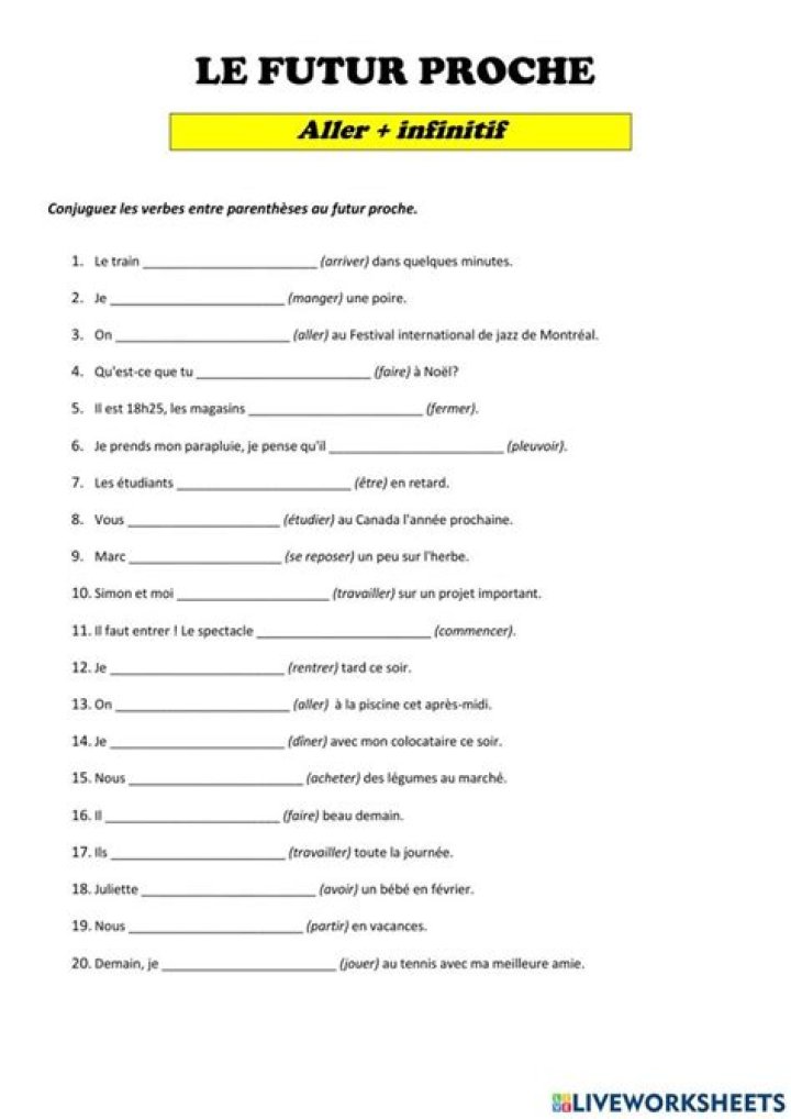 Futur Proche Exercises avec Réponses PDF – Entraînez-Vous Efficacement
