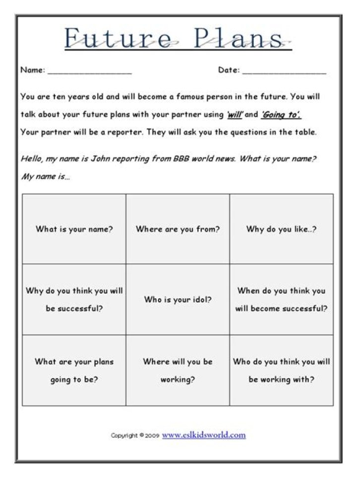 Future Plans Worksheet PDF – Plan Your Goals & Success