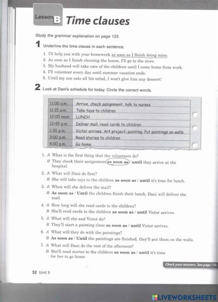 Future Time Clauses Exercises with Answers PDF