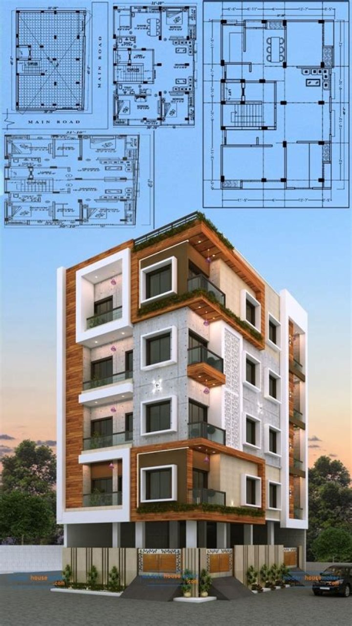 G+4 Residential Building Plan PDF Download – Complete Construction Blueprint