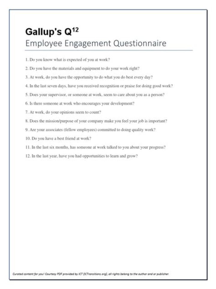 Gallup Q12 Survey Questions PDF – Download Complete Template
