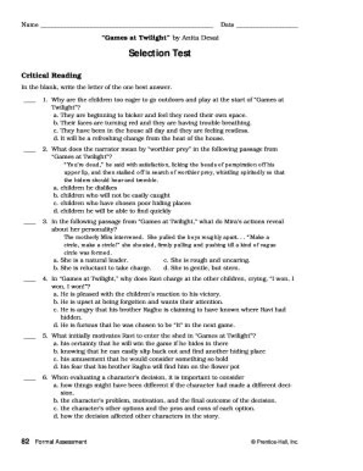 Games at Twilight: Expert Q&A PDF Answers