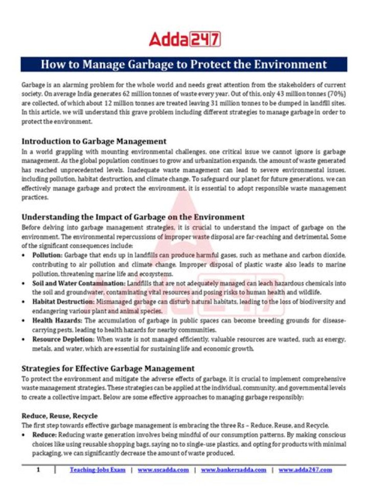 Comprehensive Garbage Management PDF Guide