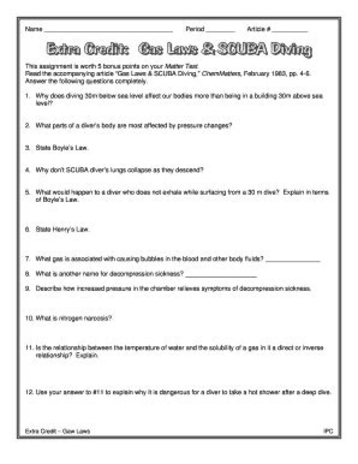 Gas Laws and Scuba Diving Answer Key PDF – Essential Safety Knowledge
