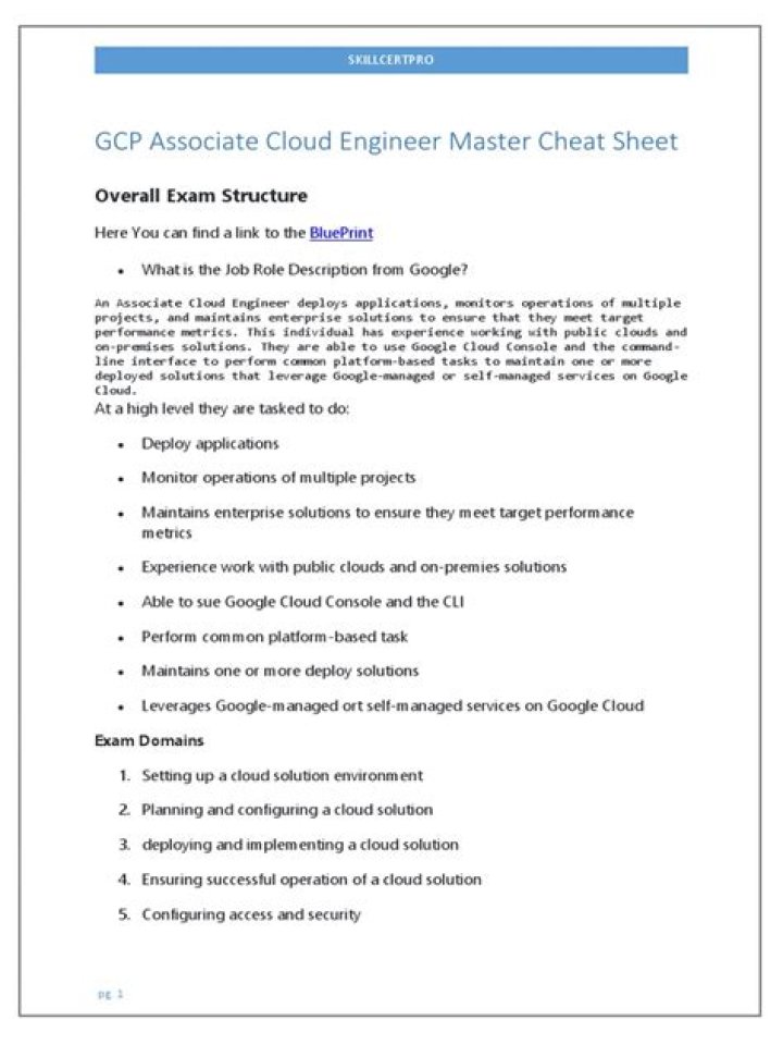 GCP Associate Cloud Engineer Cheat Sheet PDF – Quick Reference Guide