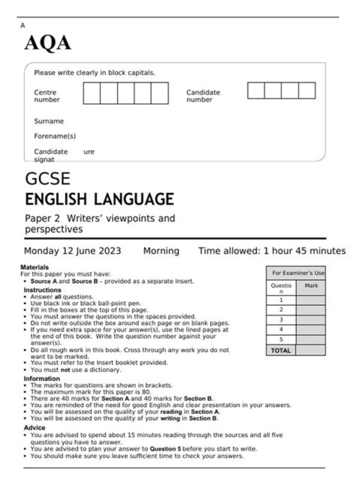 GCSE English Past Papers with Answers PDF – Free Download