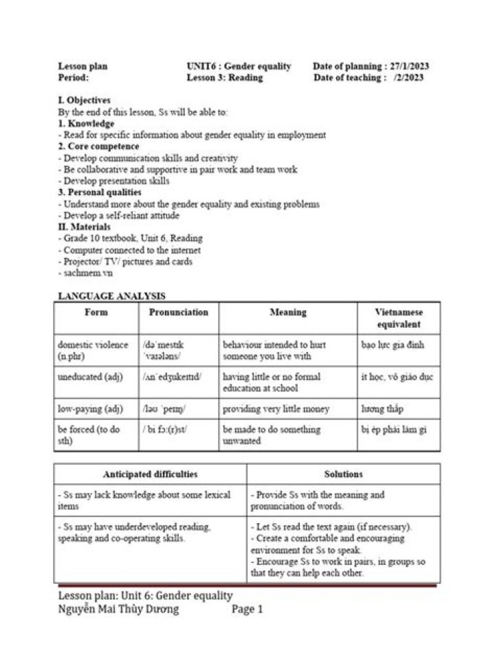 Gender Equality Lesson Plan PDF: Teachable Resources for Inclusive Education