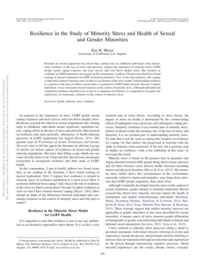 Gender Minority Stress and Resilience Measure TestA 2015: Validation & Assessment Tool