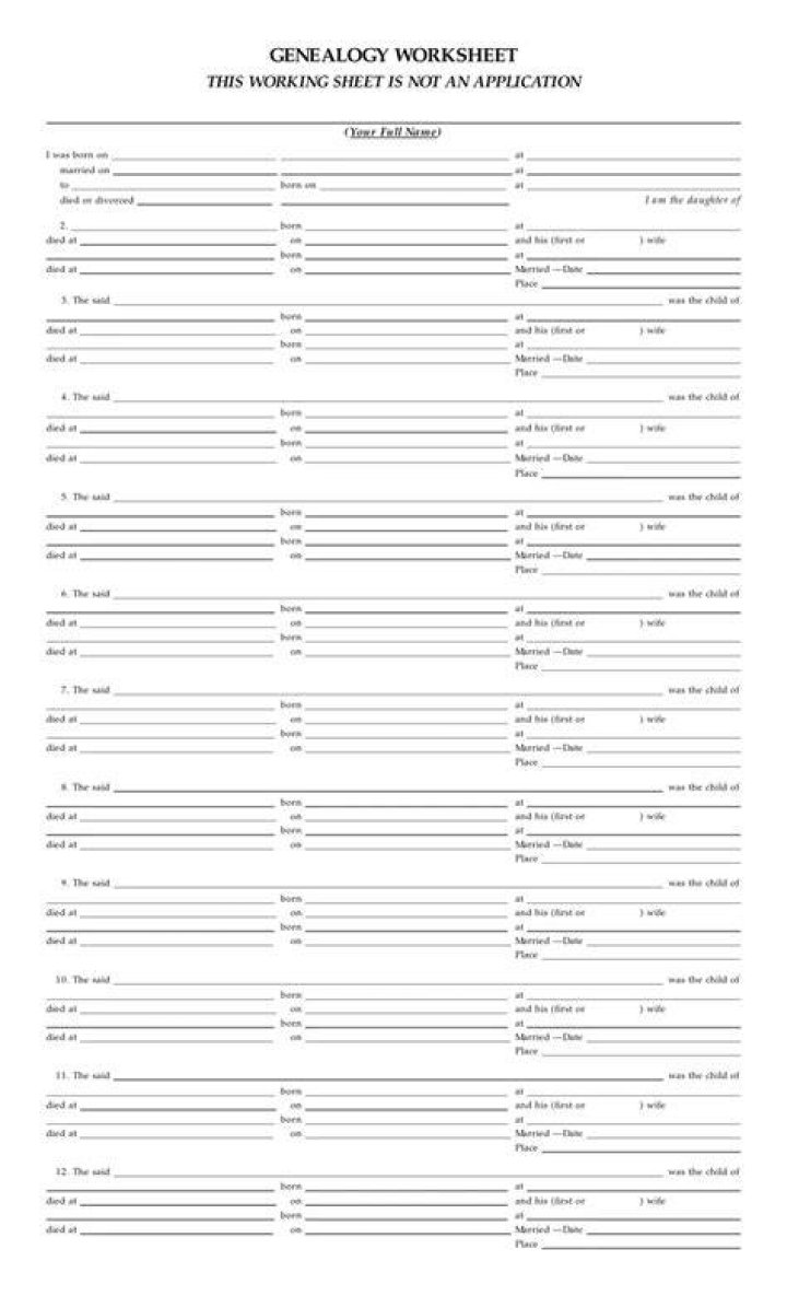 Free Genealogy Worksheet PDF for Family History Research