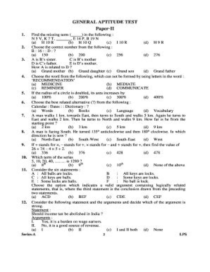 General Aptitude Questions and Answers PDF for Exam Prep