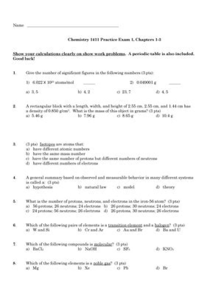 General Chemistry Questions PDF: Practice & Study Resources