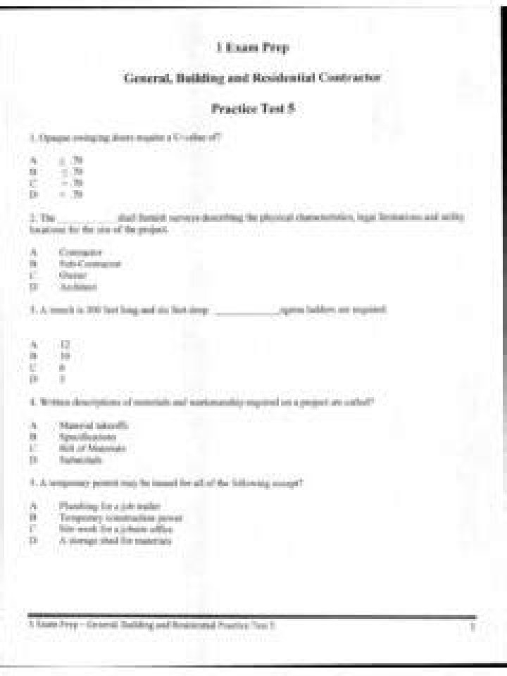 Free General Contractor Practice Test PDF – Download Now