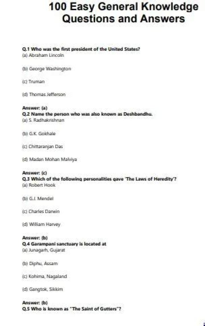 General Knowledge Questions and Answers PDF Download