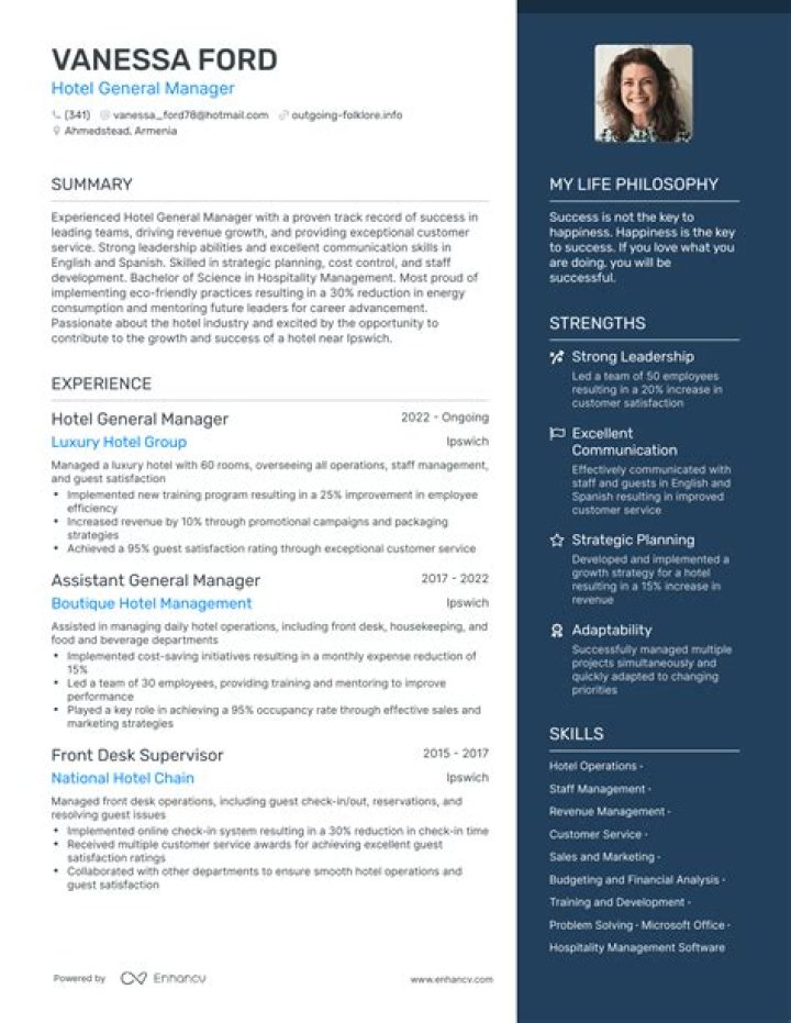 General Manager Hotel Resume PDF – Professional Leadership Summary