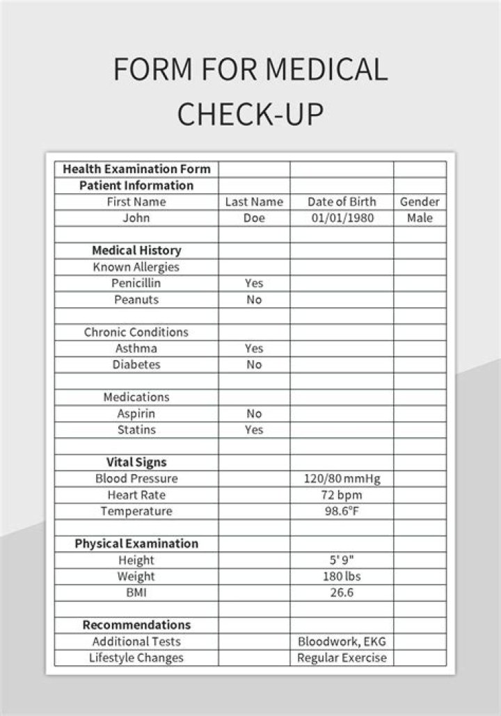 General Medical Check-Up List PDF for Routine Health Screening