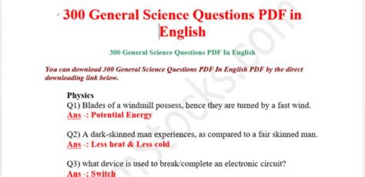 General Science Questions PDF: Perfect Study Resource