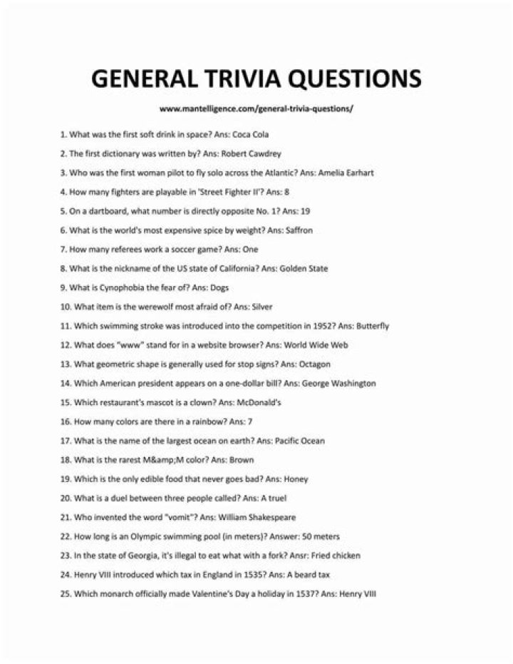General Trivia Questions and Answers PDF for Fun & Learning