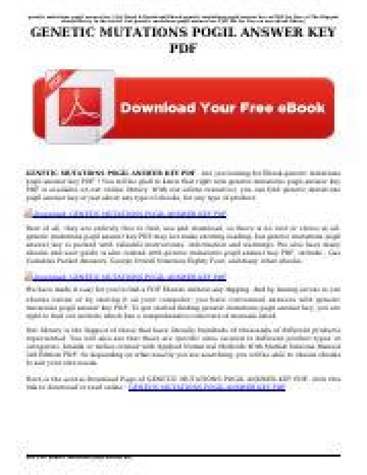 Pogil Answer Key for Genetic Mutations – PDF Answer Guide