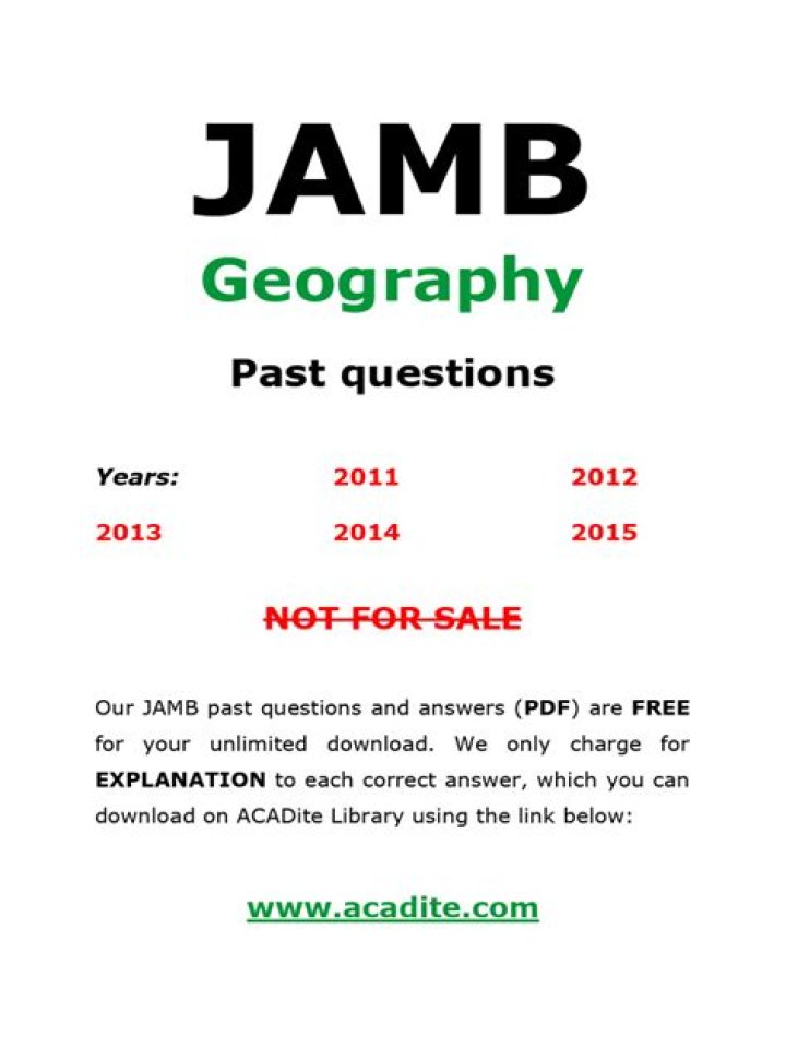 Geography JAMB Past Questions & Answers PDF – Download Now