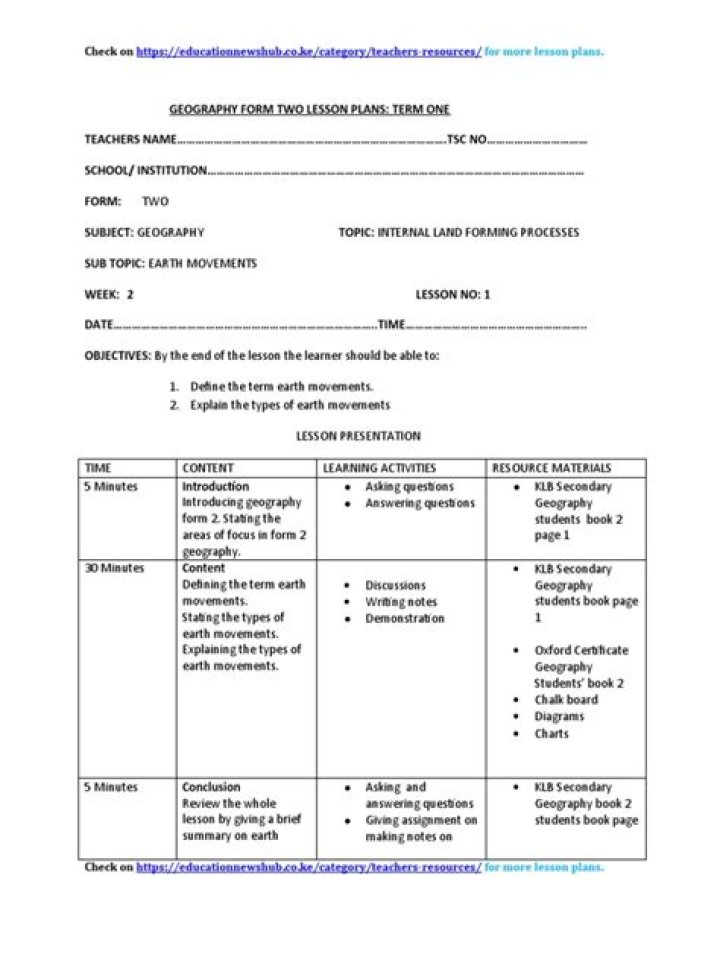 Geography Lesson Plans PDF for Engaging Classroom Learning