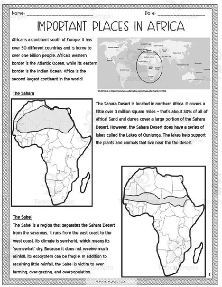 Africa Geography Worksheet: PDF Answers for Students