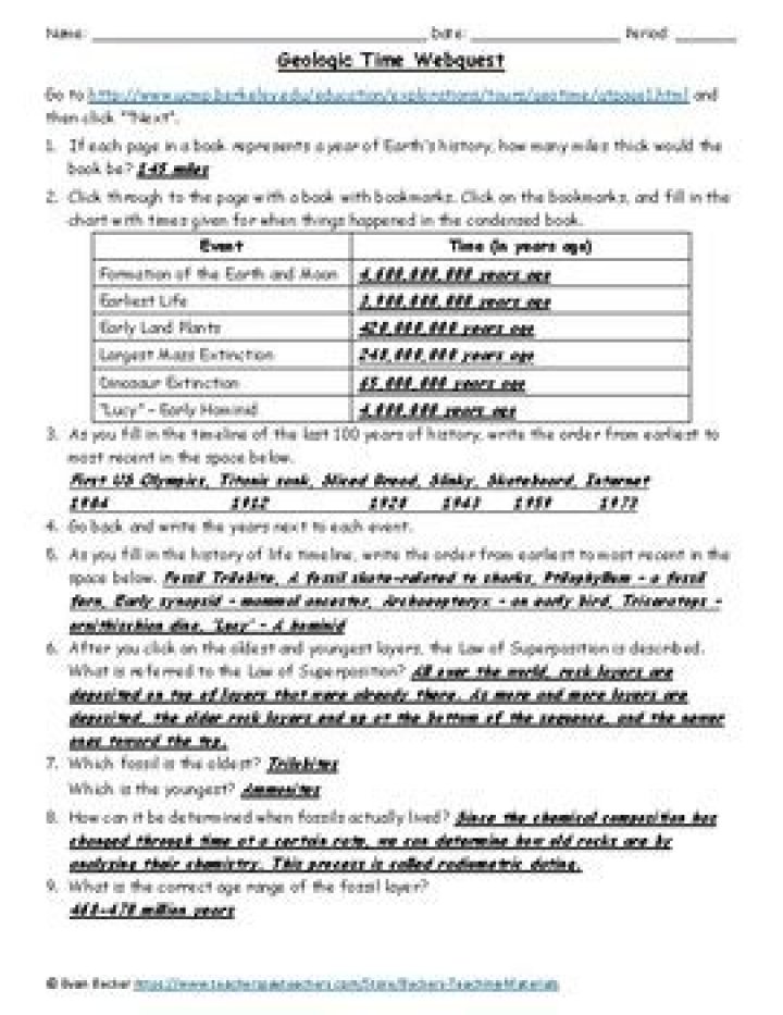 Geologic Time WebQuest Answer Key PDF – Complete Study Guide