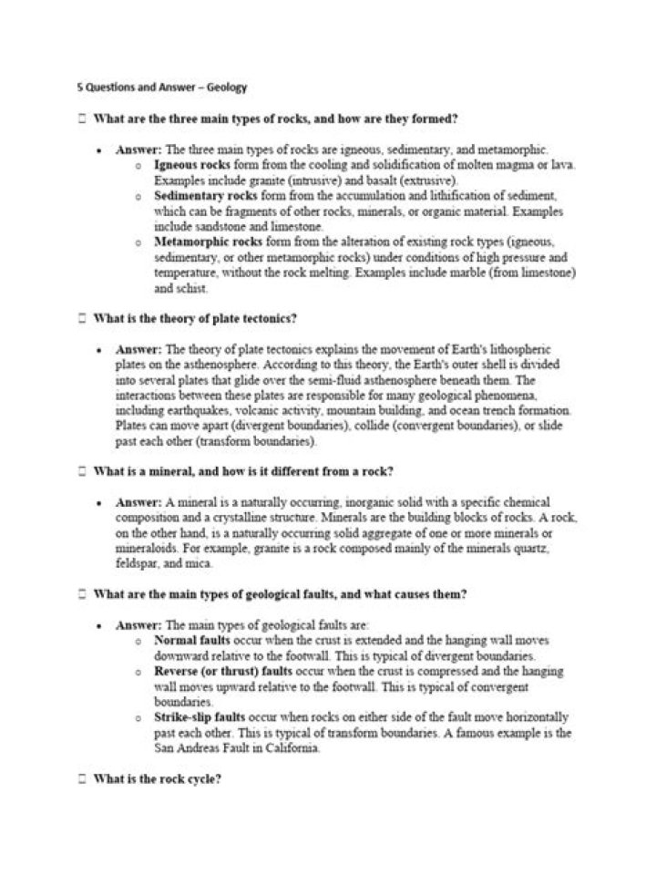 Geology Questions and Answers PDF: Expert Answers for Students and Professionals
