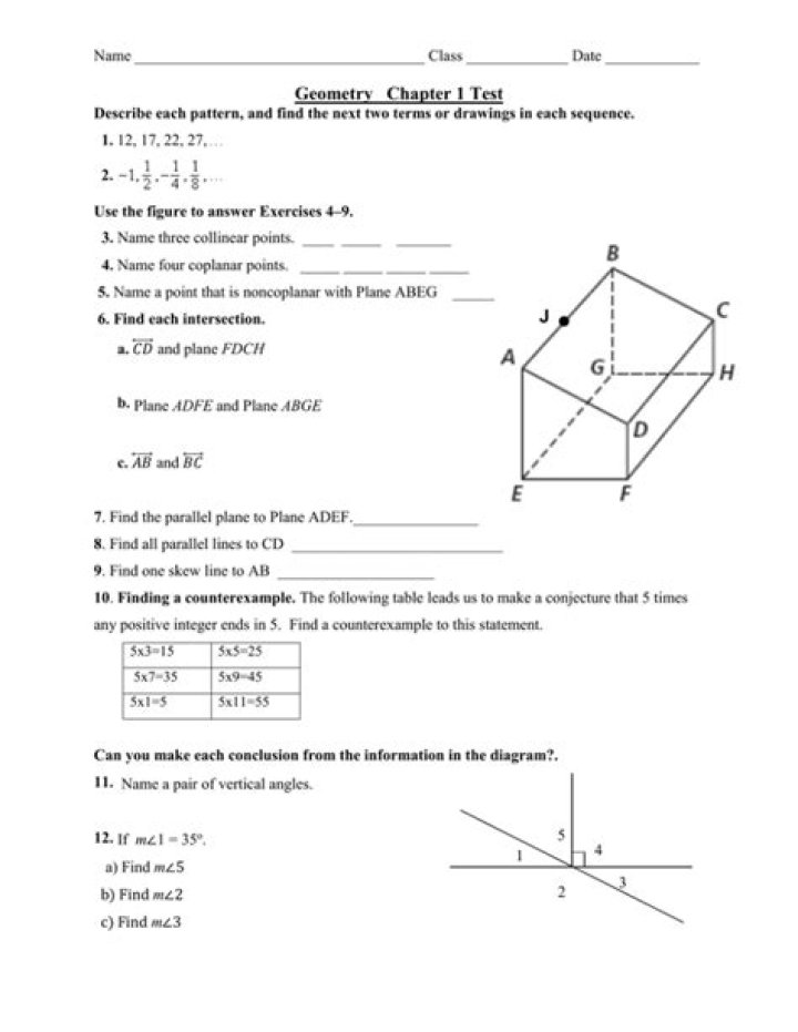 Geometry Chapter 1 Review Worksheet PDF – Practice & Solve