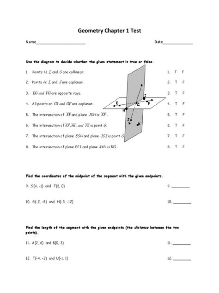 Geometry Chapter 1 Test PDF: Master Core Concepts & Practice Problems