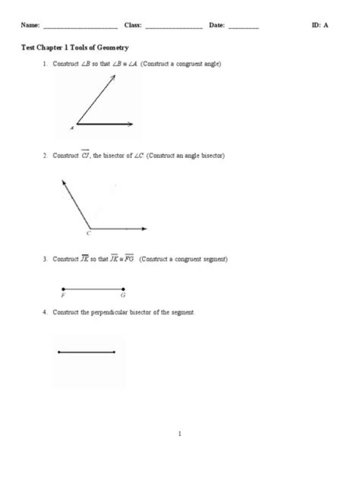 Geometry Chapter 1 Worksheet PDF: Practice & Solutions