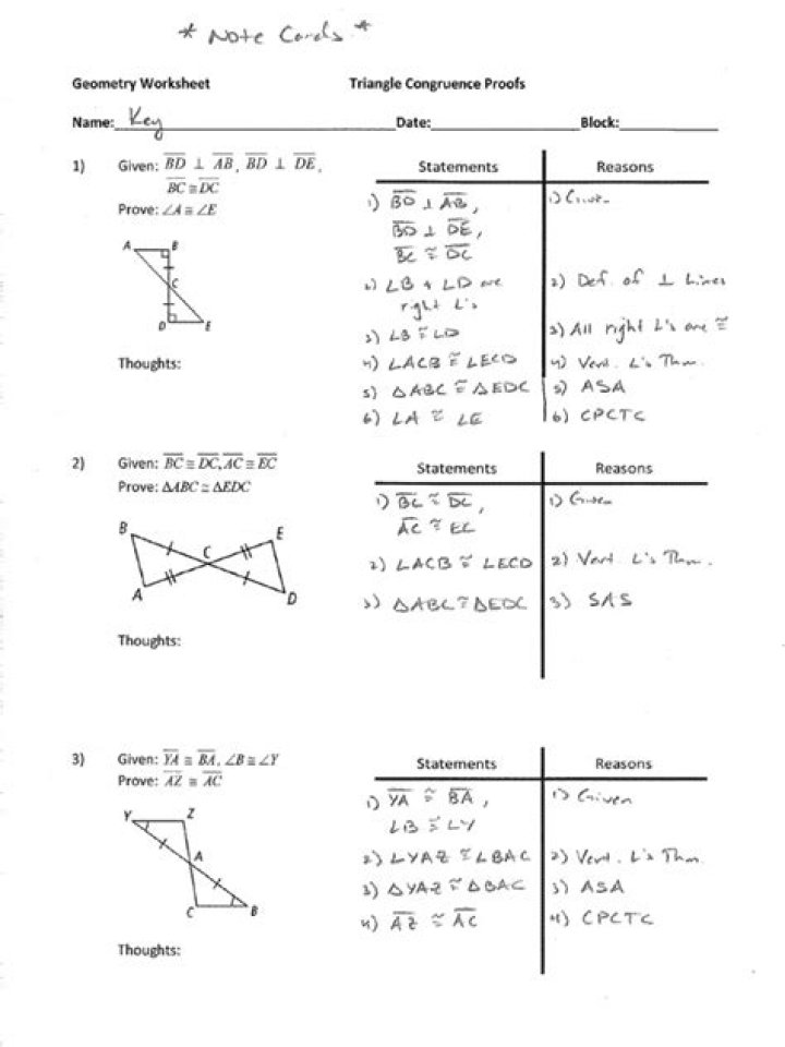 Geometry Proofs Examples & Answers PDF for Students