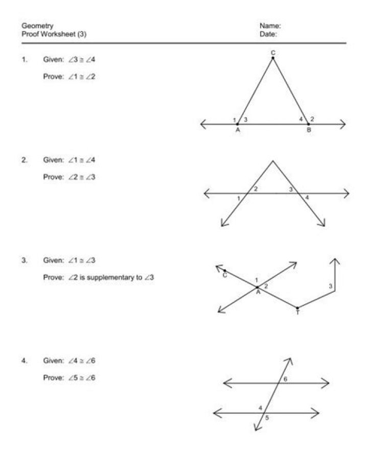 Geometry Proofs Practice Worksheets with Answers PDF