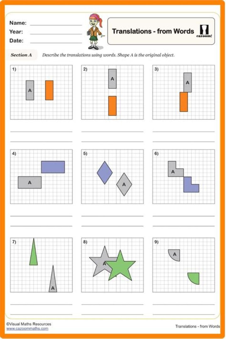 Free Geometry Translation Worksheet PDF for Students