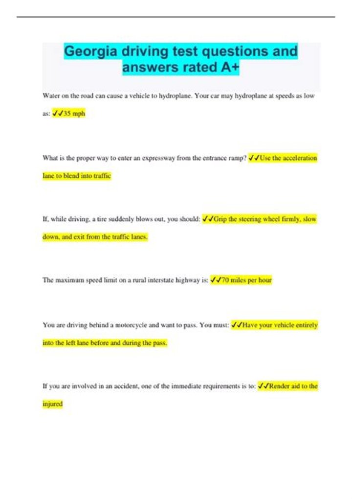 Georgia Driving Test 2025 Questions and Answers PDF – Complete Study Guide