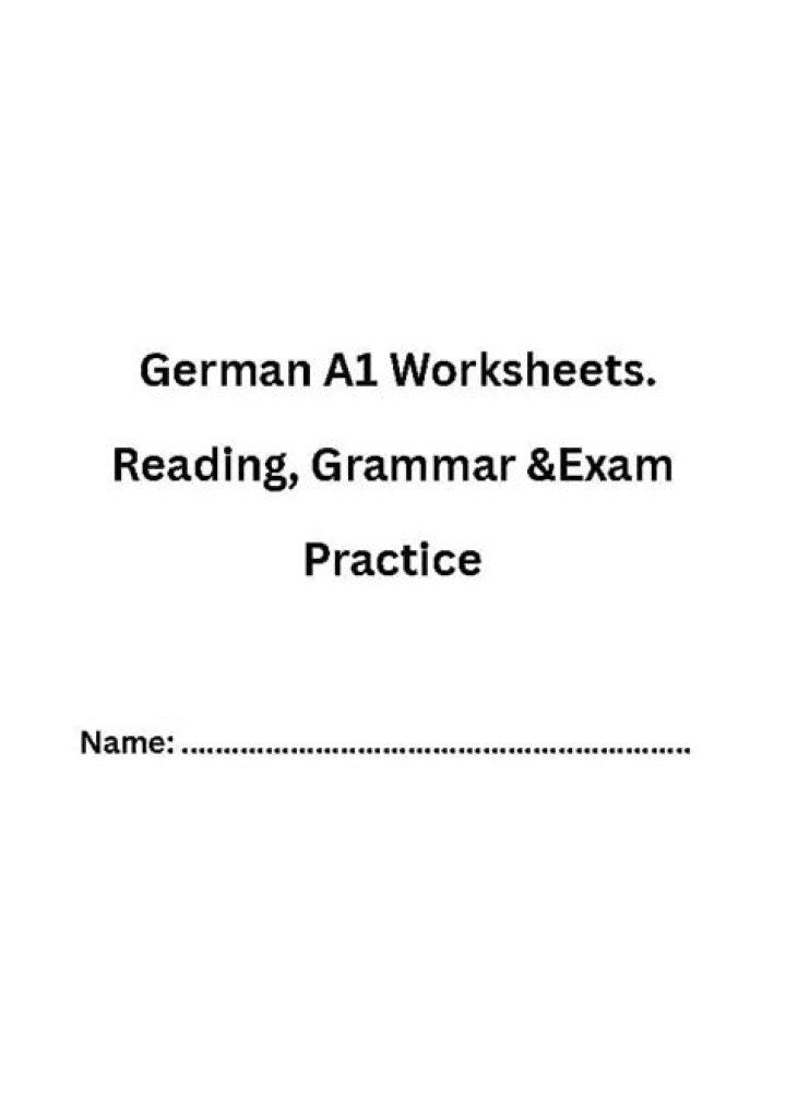 German A1 Worksheets with Answers PDF for Beginners