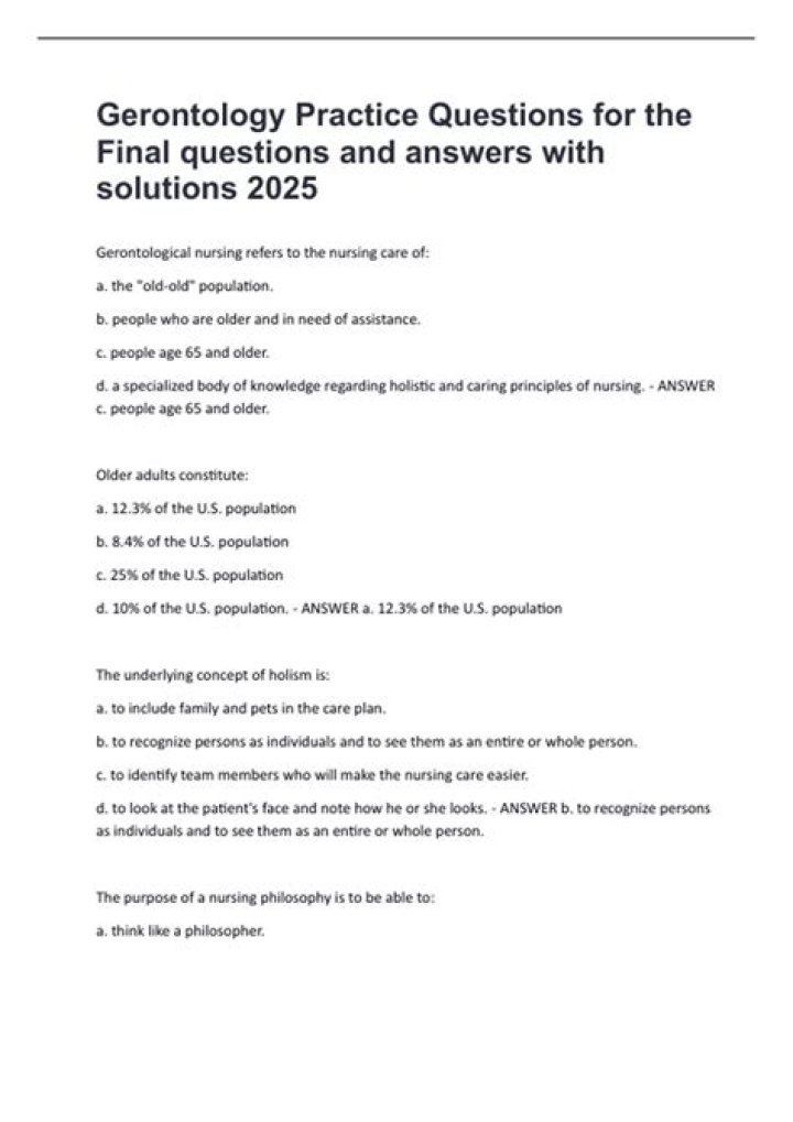 Gerontology Nursing Questions & Answers: Free PDF Download