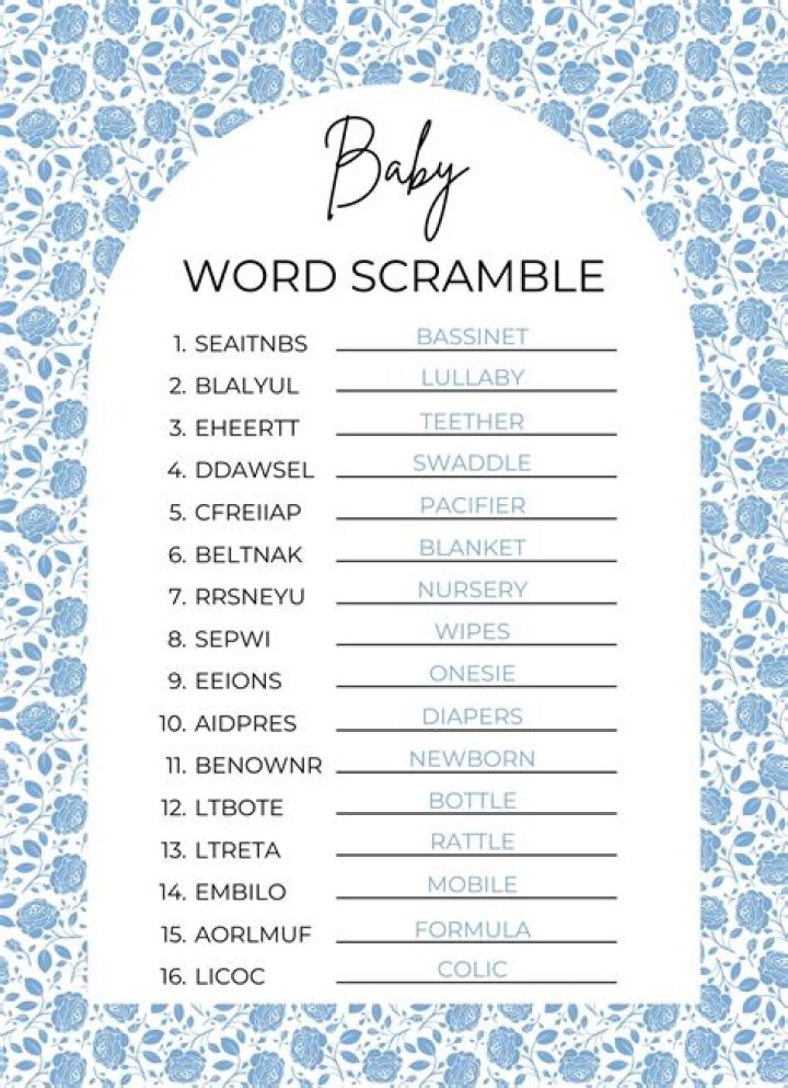 Unscramble Baby Words: Gerpannt Baby Word Answers PDF