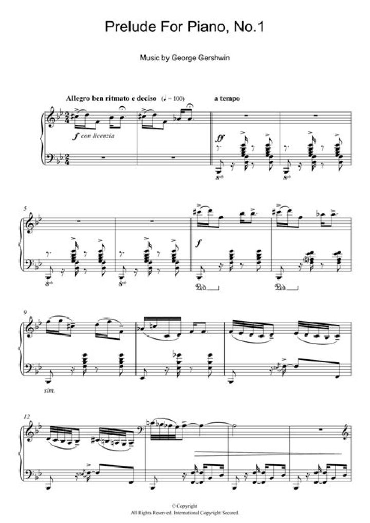 Gershwin Prelude 1 Sheet Music PDF – Download Now