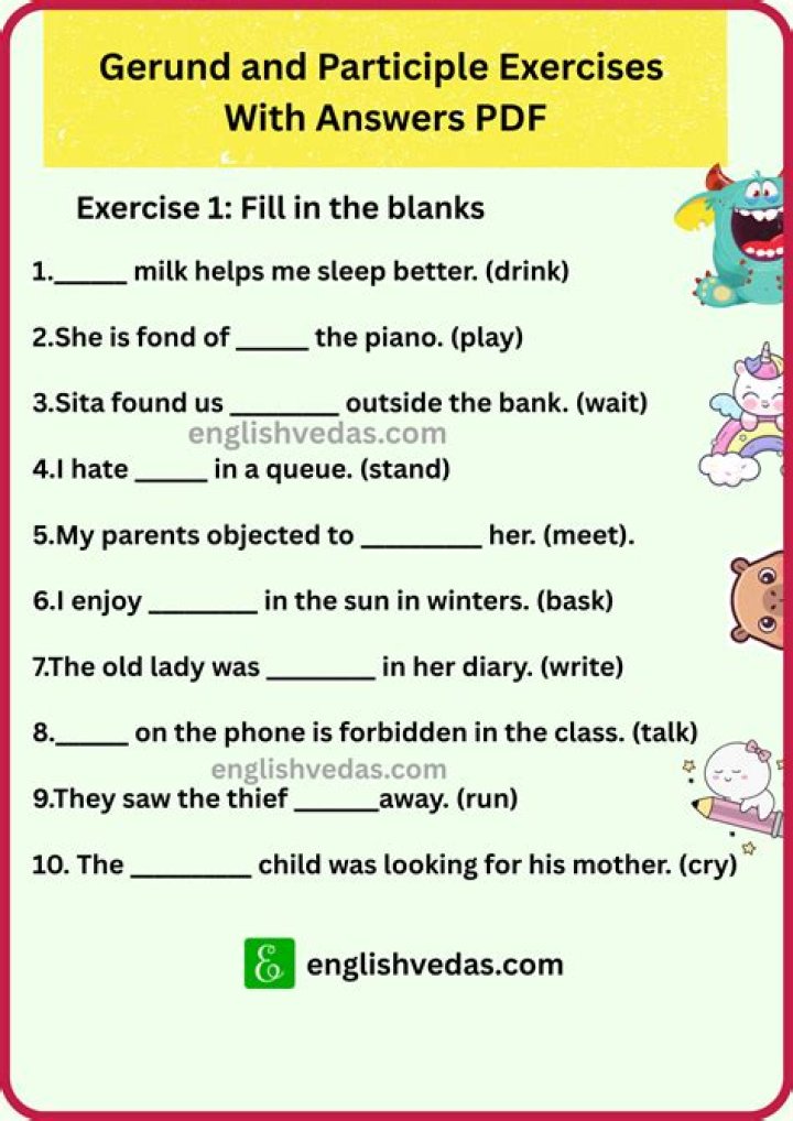 Gerund and Participle Exercises with Answers PDF – Practice & Learn