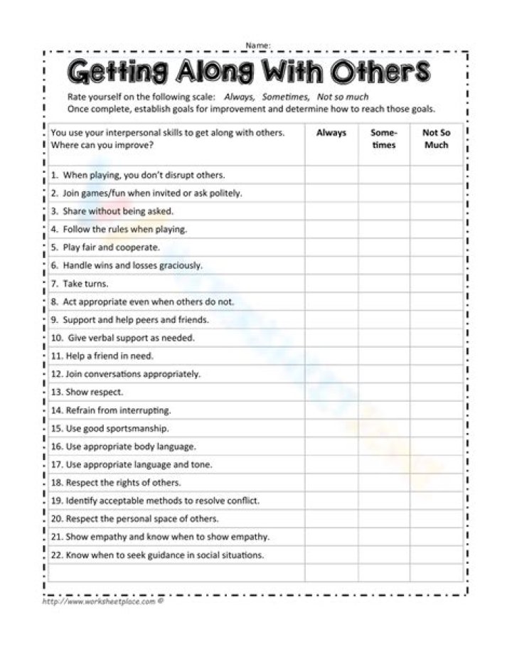 Getting Along with Others Worksheets PDF for Better Communication
