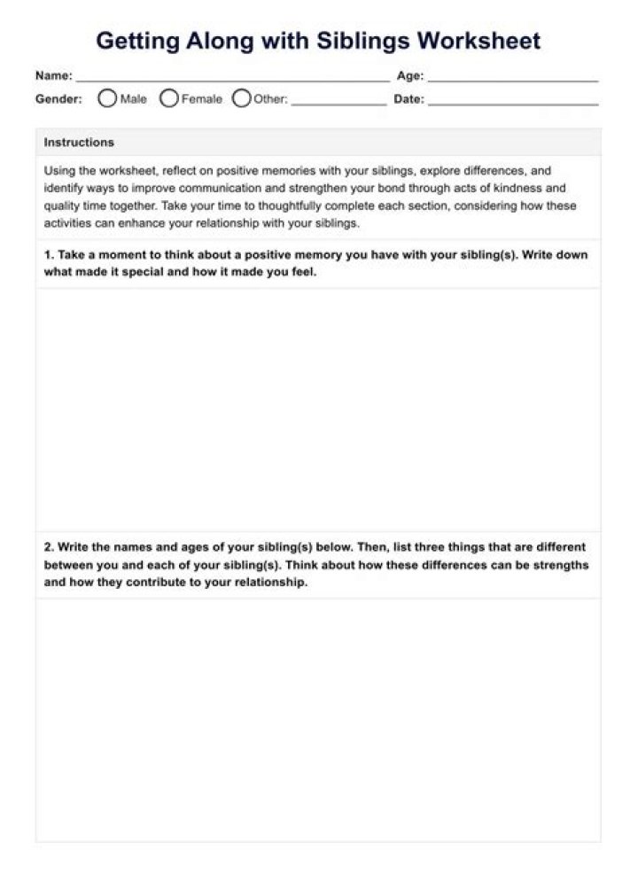 Effective Sibling Communication: Getting Along Worksheet PDF