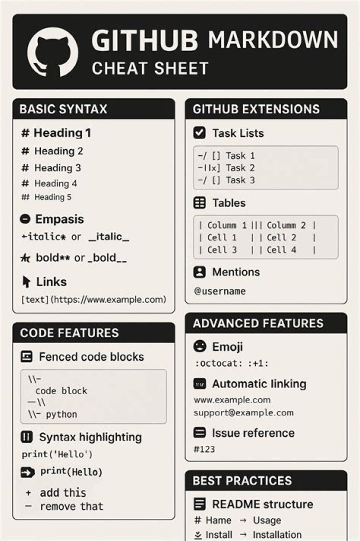 GitHub Markdown Cheat Sheet PDF: Quick Reference for Developers