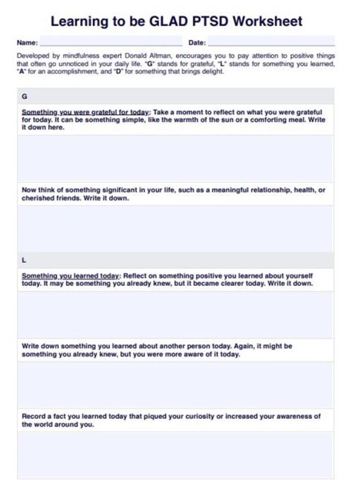 Free Glad Worksheet PDF: Easy Gratitude Practice for Kids & Adults