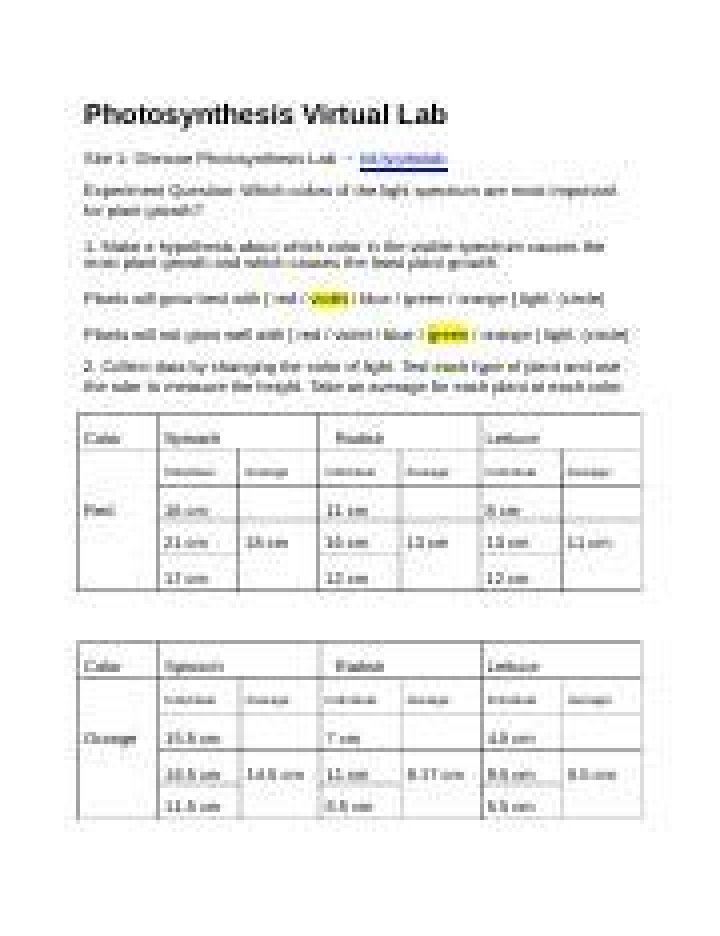 Glencoe Photosynthesis Virtual Lab Answer Key PDF – Instant Access