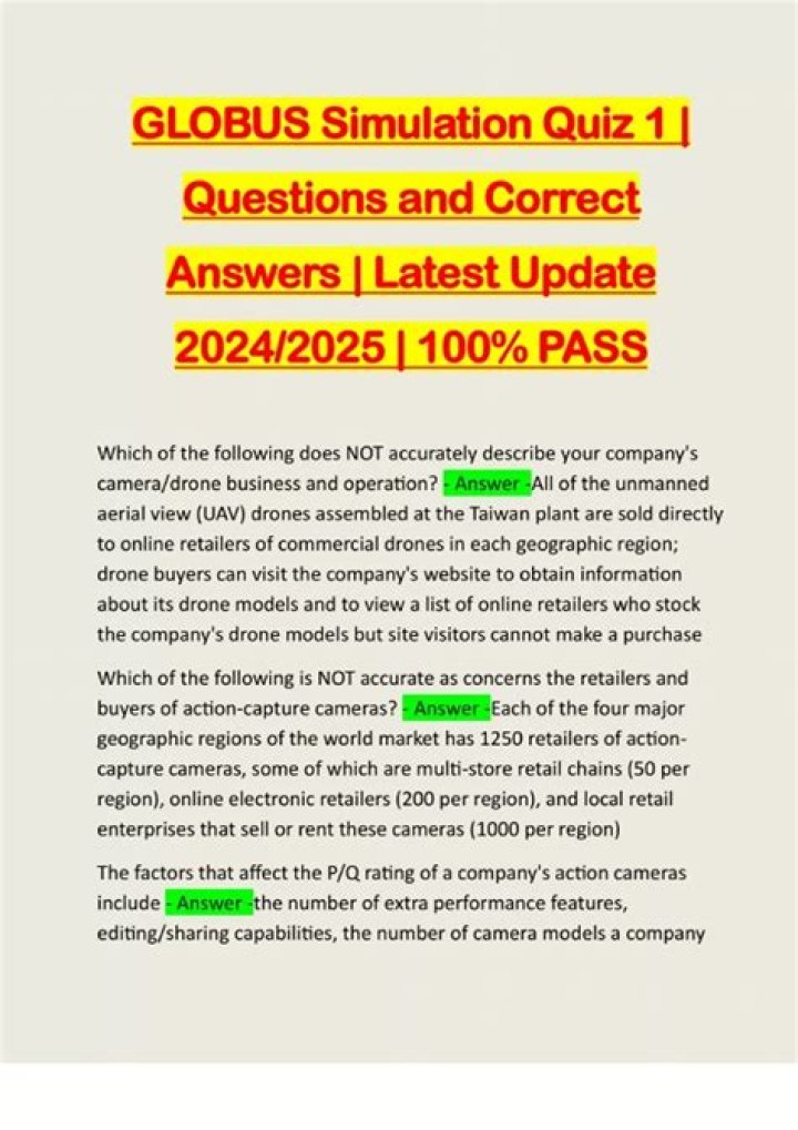 Glo Bus Simulation Quiz 1 Answers PDF – Complete Study Guide