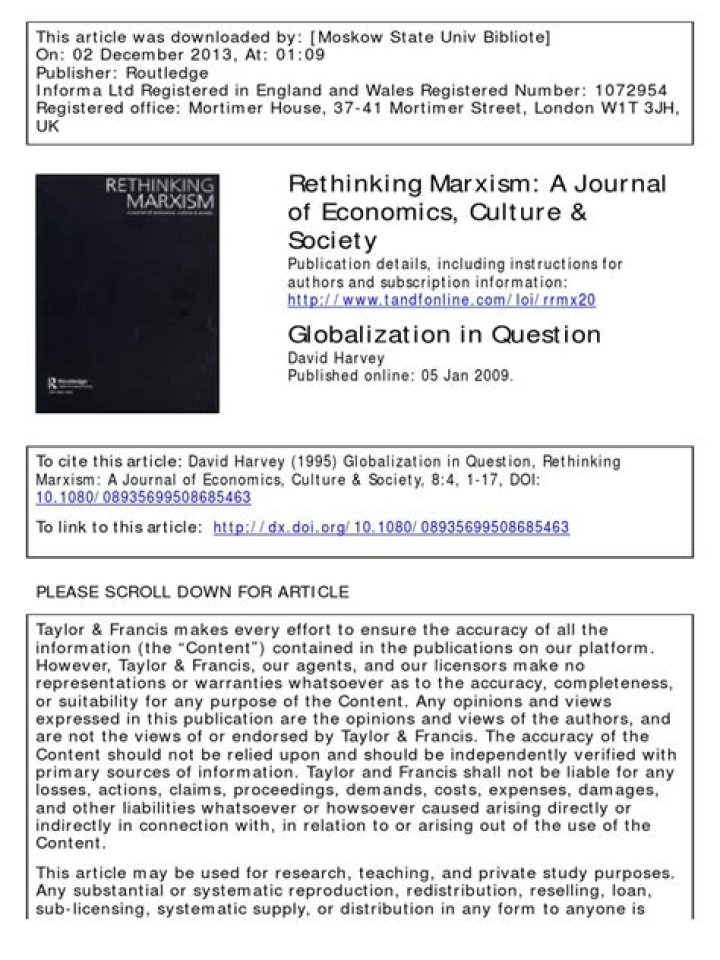 Globalization in Question: Critical Analysis PDF